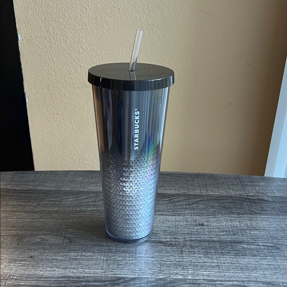 Starbucks Metallic Gray Tumbler with Straw 24oz